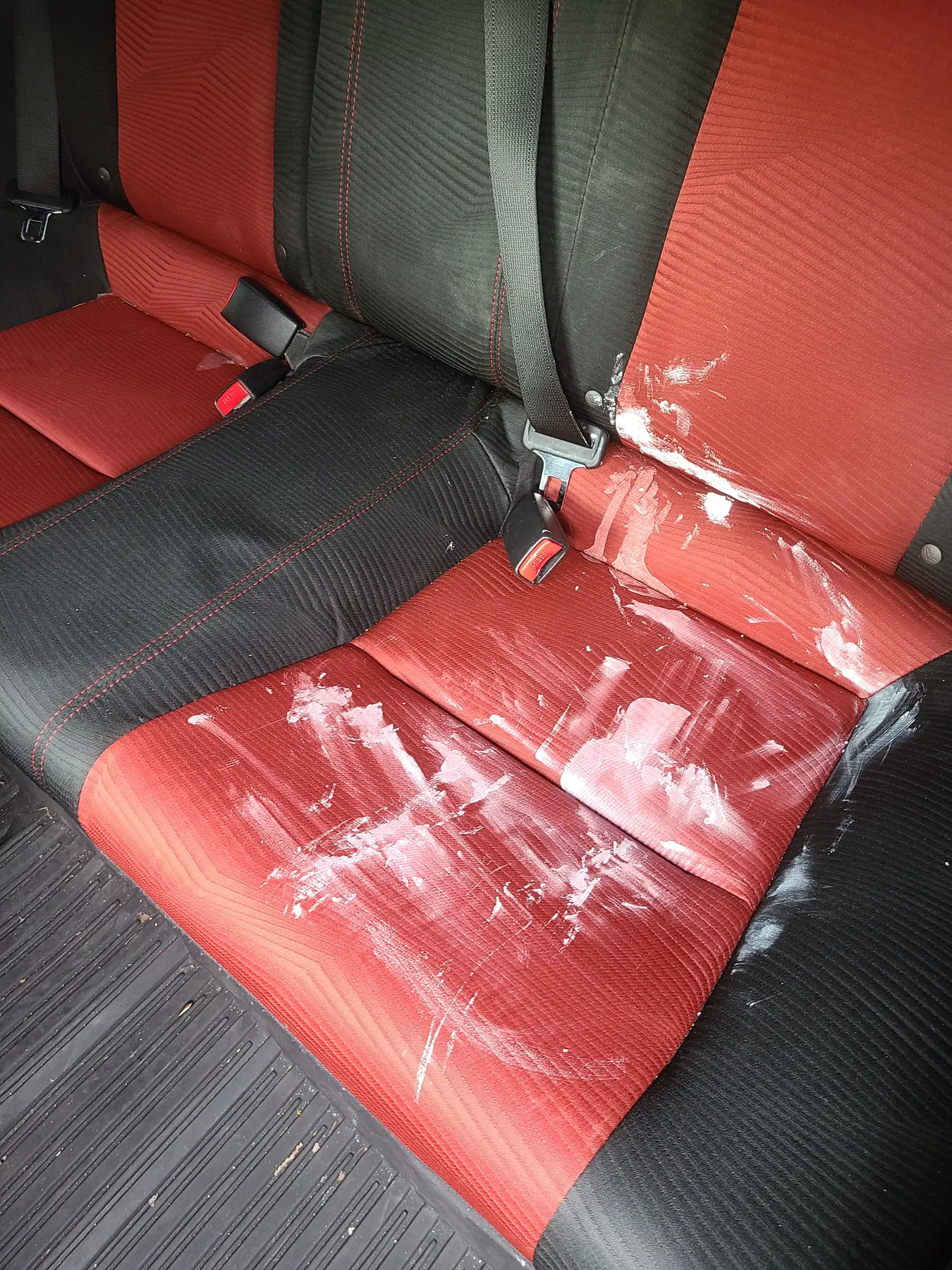 Vehicle seat before deep cleaning